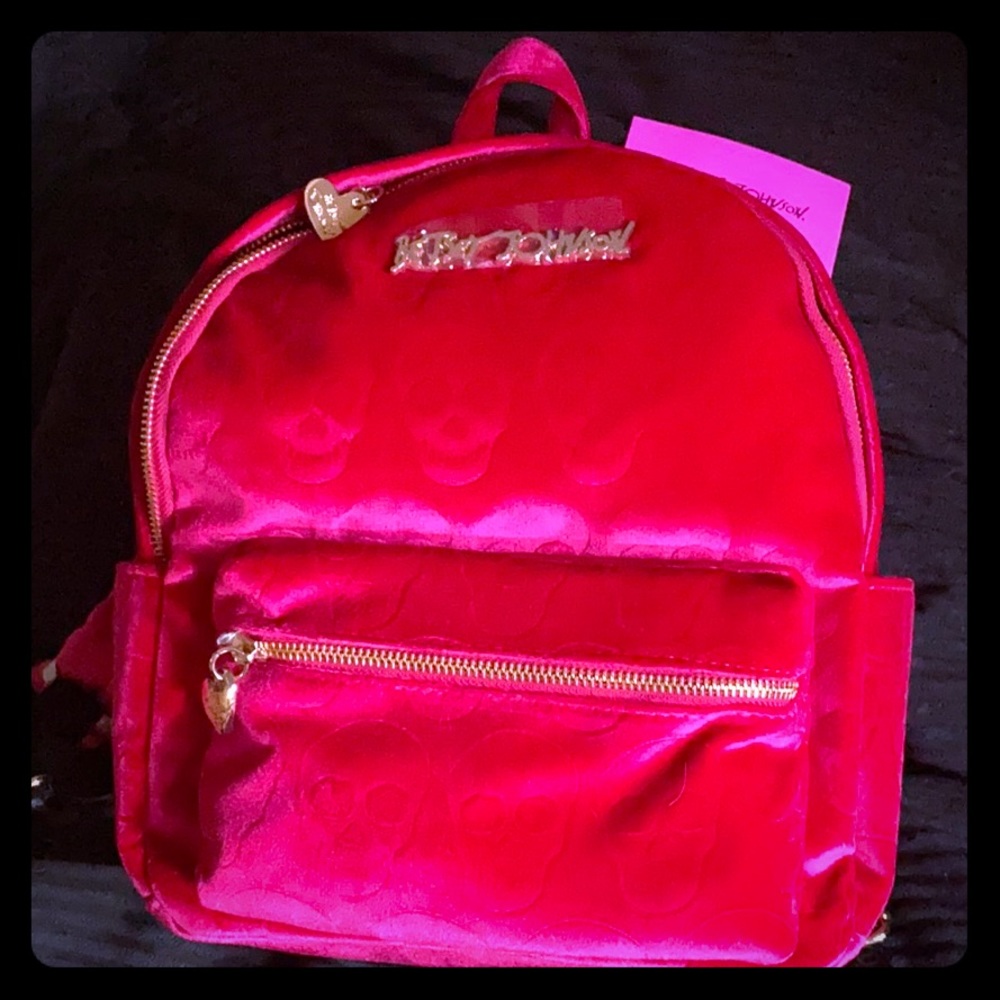Betsey Johnson skull velvet mini backpack